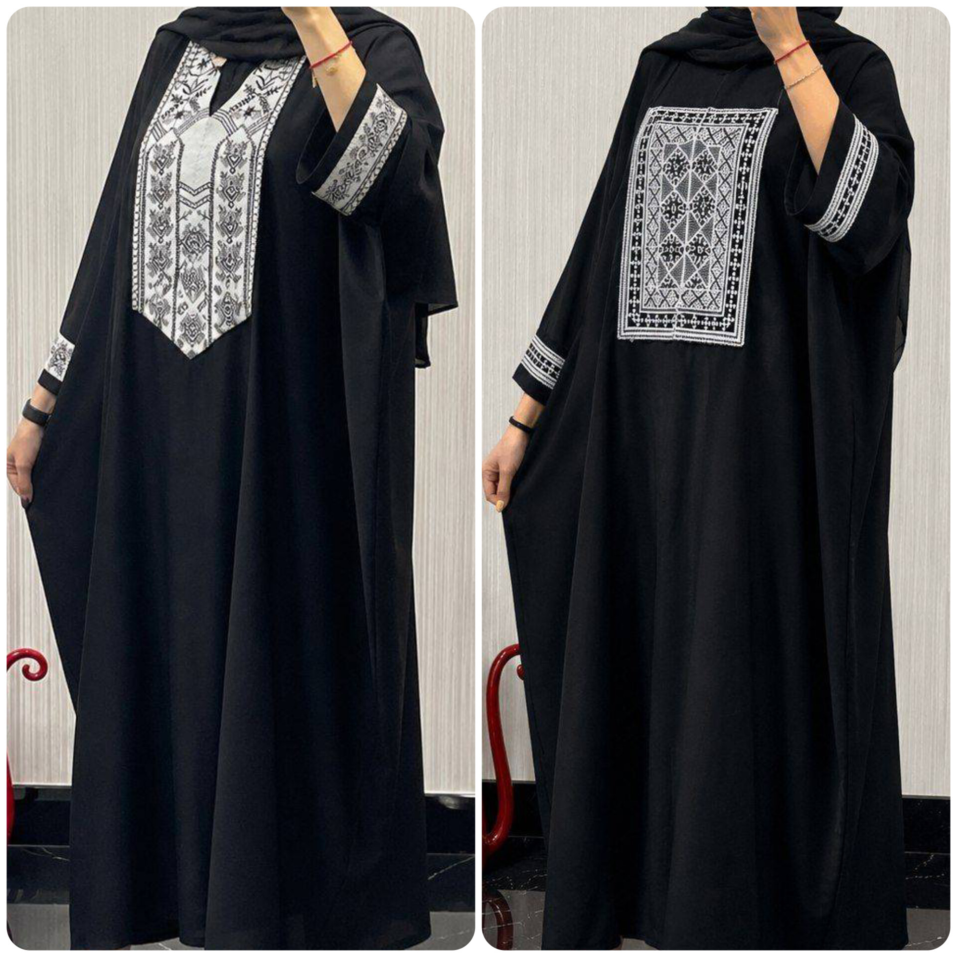 مانتو عبایی سمیرا جنس کرپ اسکاچی و کتیبه