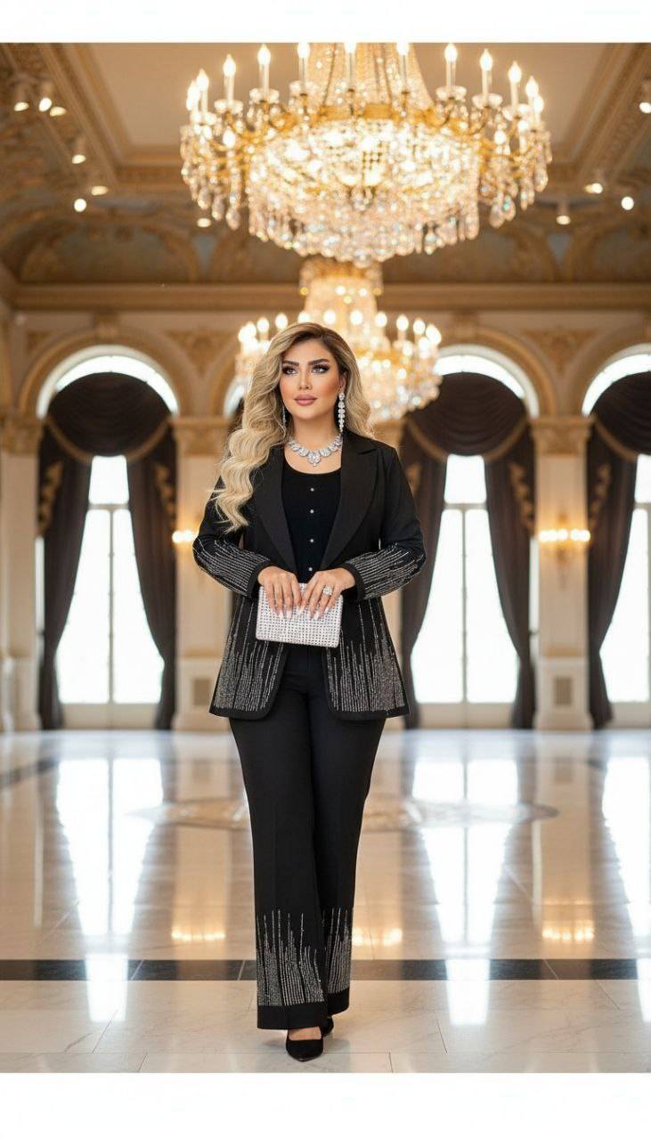 کت شلوار مجلسی زنانه آبشار جنس کرپ مازراتی
