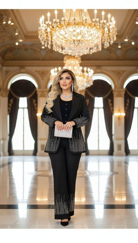 کت شلوار مجلسی زنانه آبشار جنس کرپ مازراتی