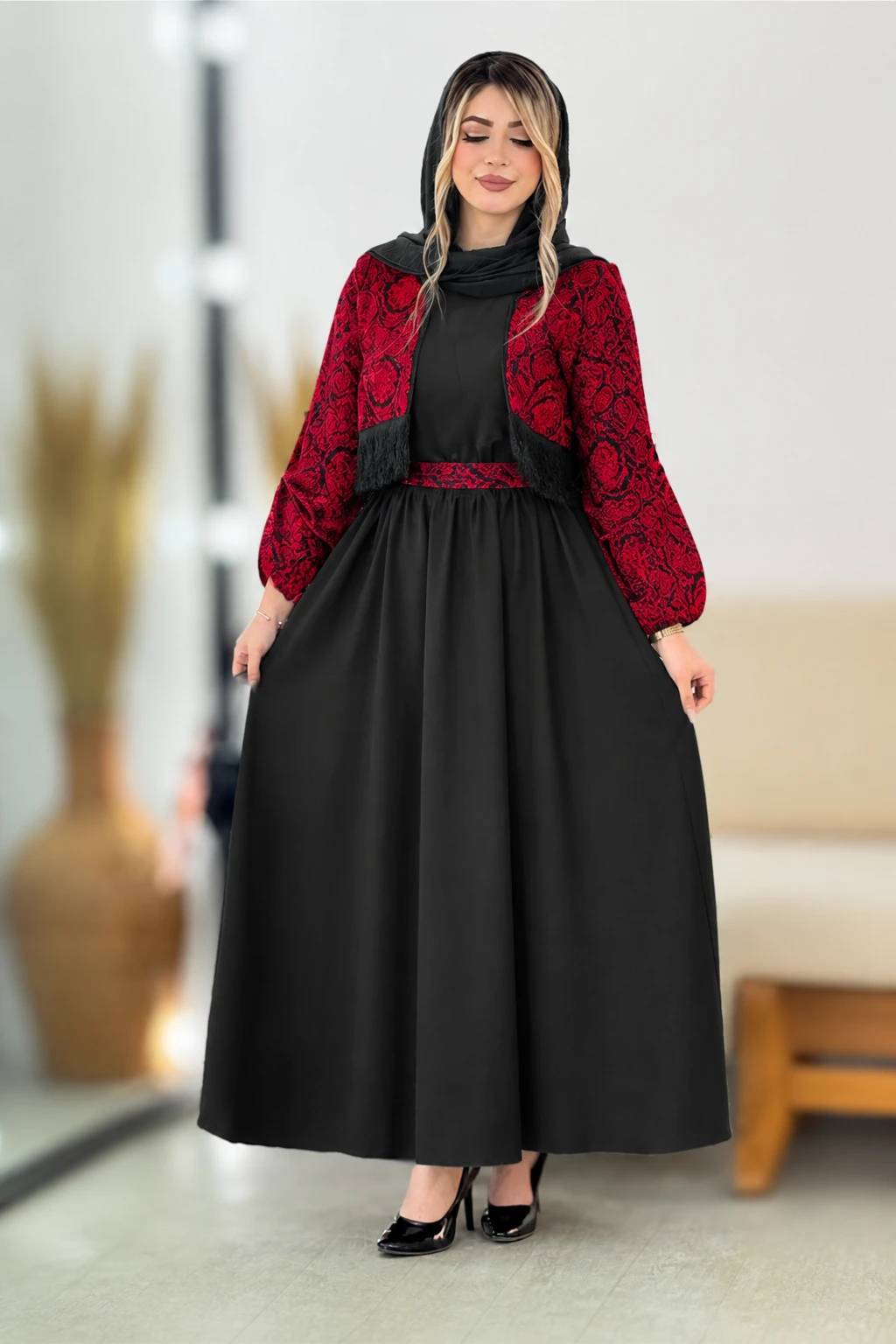 کت سارافون شکرانه جنس تافته سوزن دوزی و کرپ اندونزی