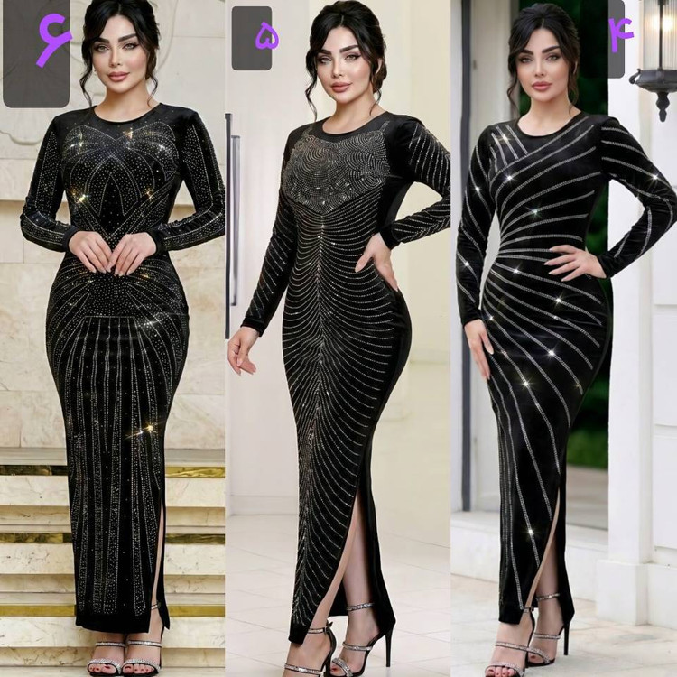 ماکسی مجلسی الماس جنس مخمل آیینه ای کره ای