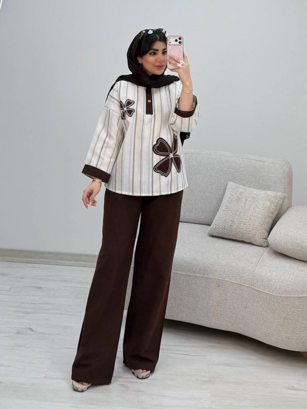 شومیز شلوار سنجاقک جنس لنین بیسکوییتی و کنفی