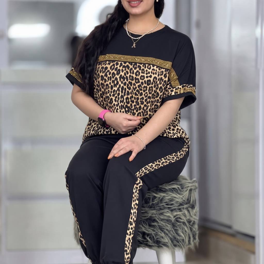 ست تیشرت شلوار ساتین جنس ویسکوز الیزه کش