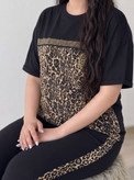 ست تیشرت شلوار ساتین جنس ویسکوز الیزه کش