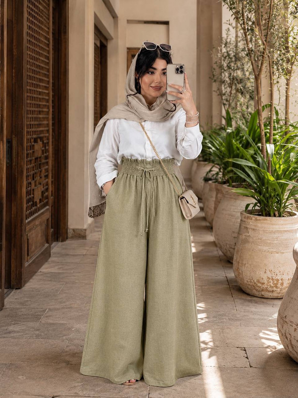 شلوار بگ ساتینا جنس شانتون صوفیا