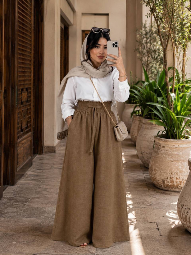 شلوار بگ ساتینا جنس شانتون صوفیا