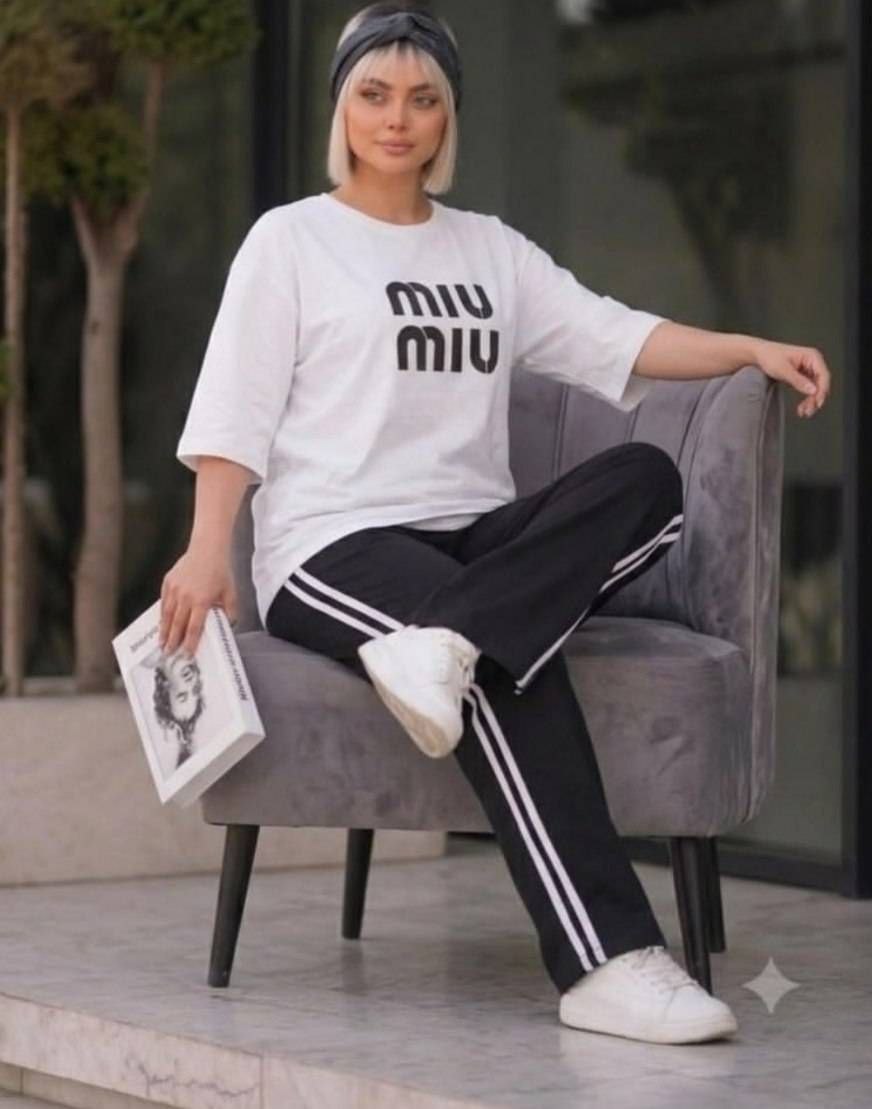 ست تیشرت شلوار زنانه مرلین جنس پنبه گلکسی