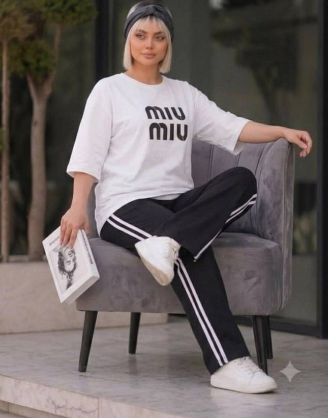 ست تیشرت شلوار زنانه مرلین جنس پنبه گلکسی